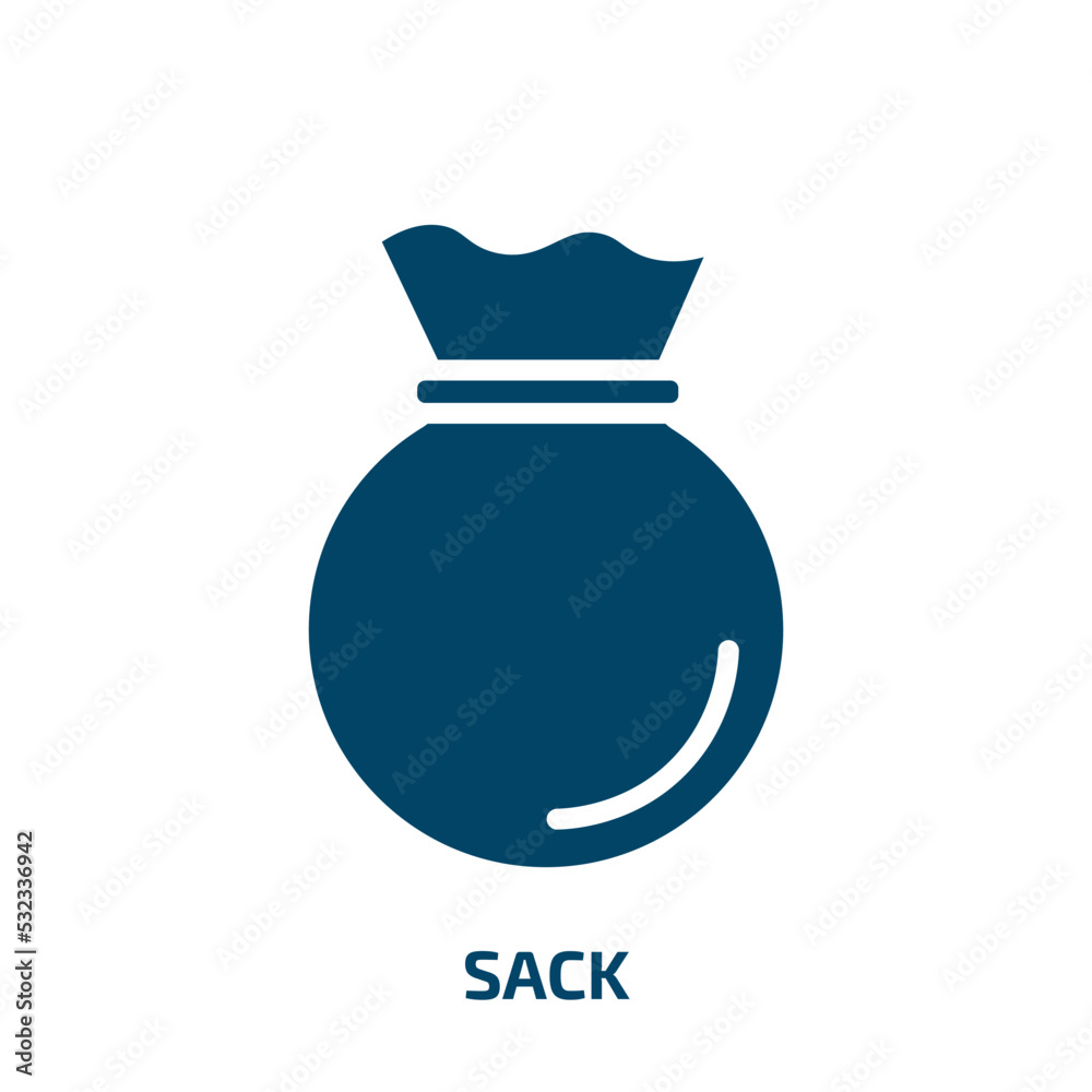 sack icon from agriculture farming and gardening collection. Filled sack, bag, plant glyph icons isolated on white background. Black vector sack sign, symbol for web design and mobile apps sack icon from agriculture farming and gardening collection. Filled sack, bag, plant glyph icons isolated on white background. Black vector sack sign, symbol for web design and mobile apps