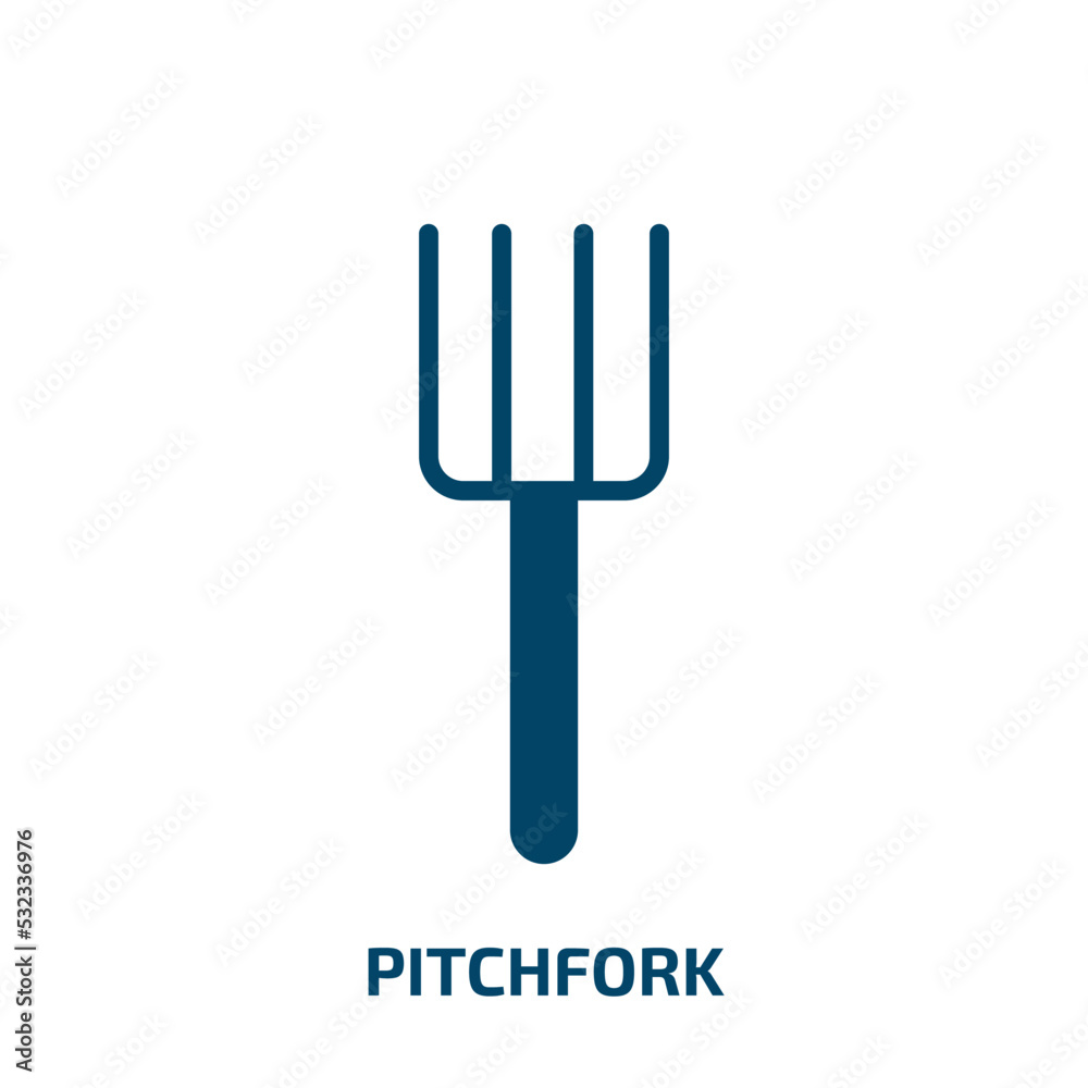 pitchfork icon from agriculture farming and gardening collection. Filled pitchfork, farm, equipment glyph icons isolated on white background. Black vector pitchfork sign, symbol for web design and pitchfork icon from agriculture farming and gardening collection. Filled pitchfork, farm, equipment glyph icons isolated on white background. Black vector pitchfork sign, symbol for web design and