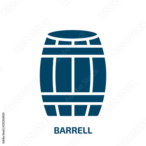 barrell icon from agriculture farming and gardening collection. Filled barrell, alcohol, barrel glyph icons isolated on white background. Black vector barrell sign, symbol for web design and mobile