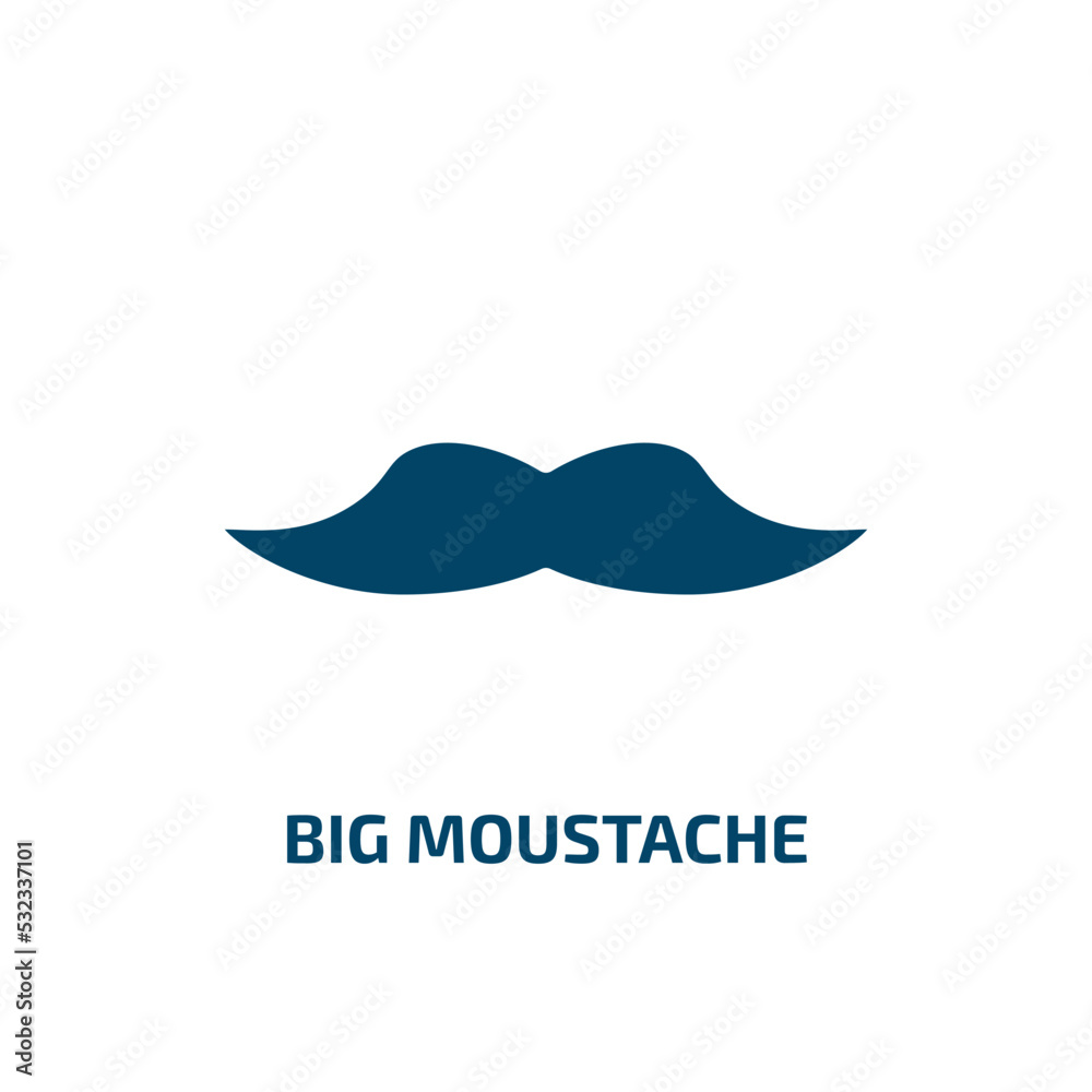big moustache icon from beauty collection. Filled big moustache, moustache, head glyph icons isolated on white background. Black vector big moustache sign, symbol for web design and mobile apps