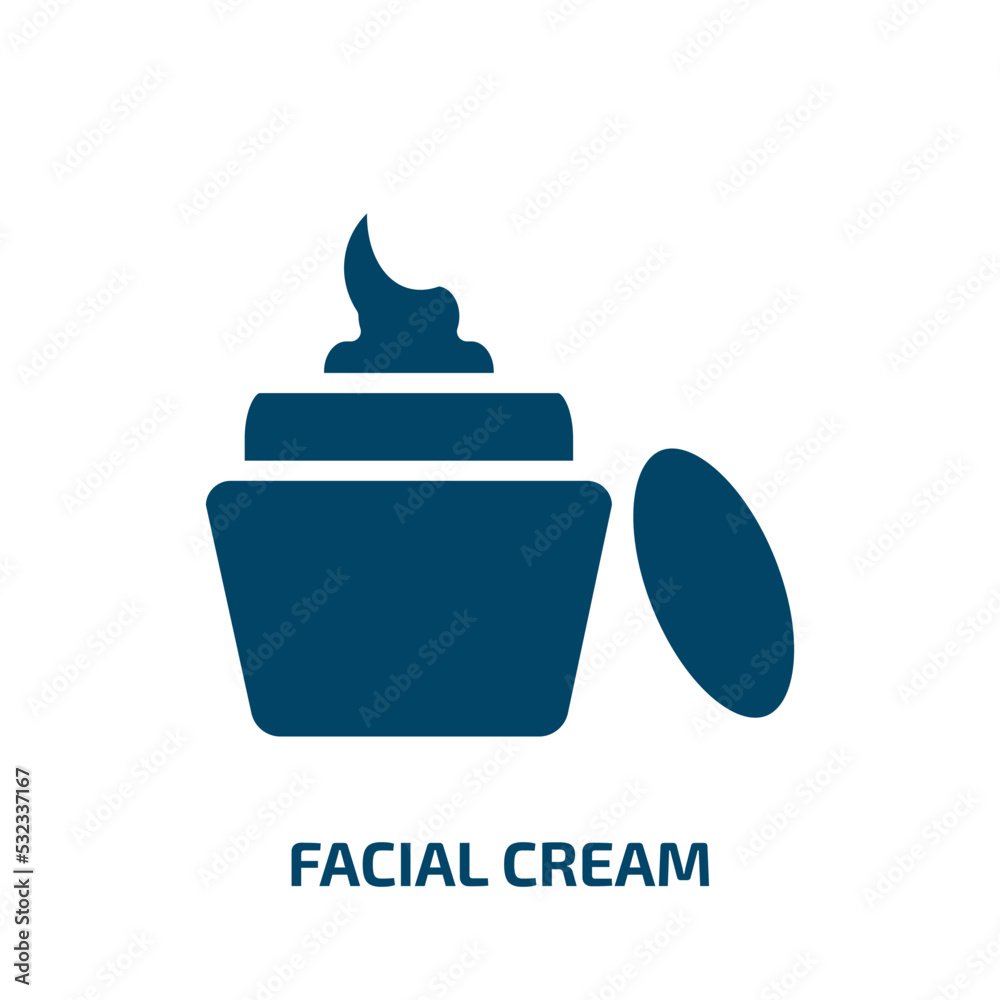 facial cream icon from beauty collection. Filled facial cream, cream, facial glyph icons isolated on white background. Black vector facial cream sign, symbol for web design and mobile apps facial cream icon from beauty collection. Filled facial cream, cream, facial glyph icons isolated on white background. Black vector facial cream sign, symbol for web design and mobile apps