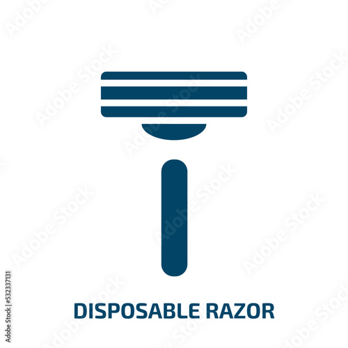 disposable razor icon from beauty collection. Filled disposable razor, steel, cut glyph icons isolated on white background. Black vector disposable razor sign, symbol for web design and mobile apps