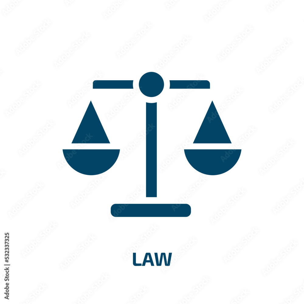 law icon from education collection. Filled law, judge, scale glyph icons isolated on white background. Black vector law sign, symbol for web design and mobile apps law icon from education collection. Filled law, judge, scale glyph icons isolated on white background. Black vector law sign, symbol for web design and mobile apps