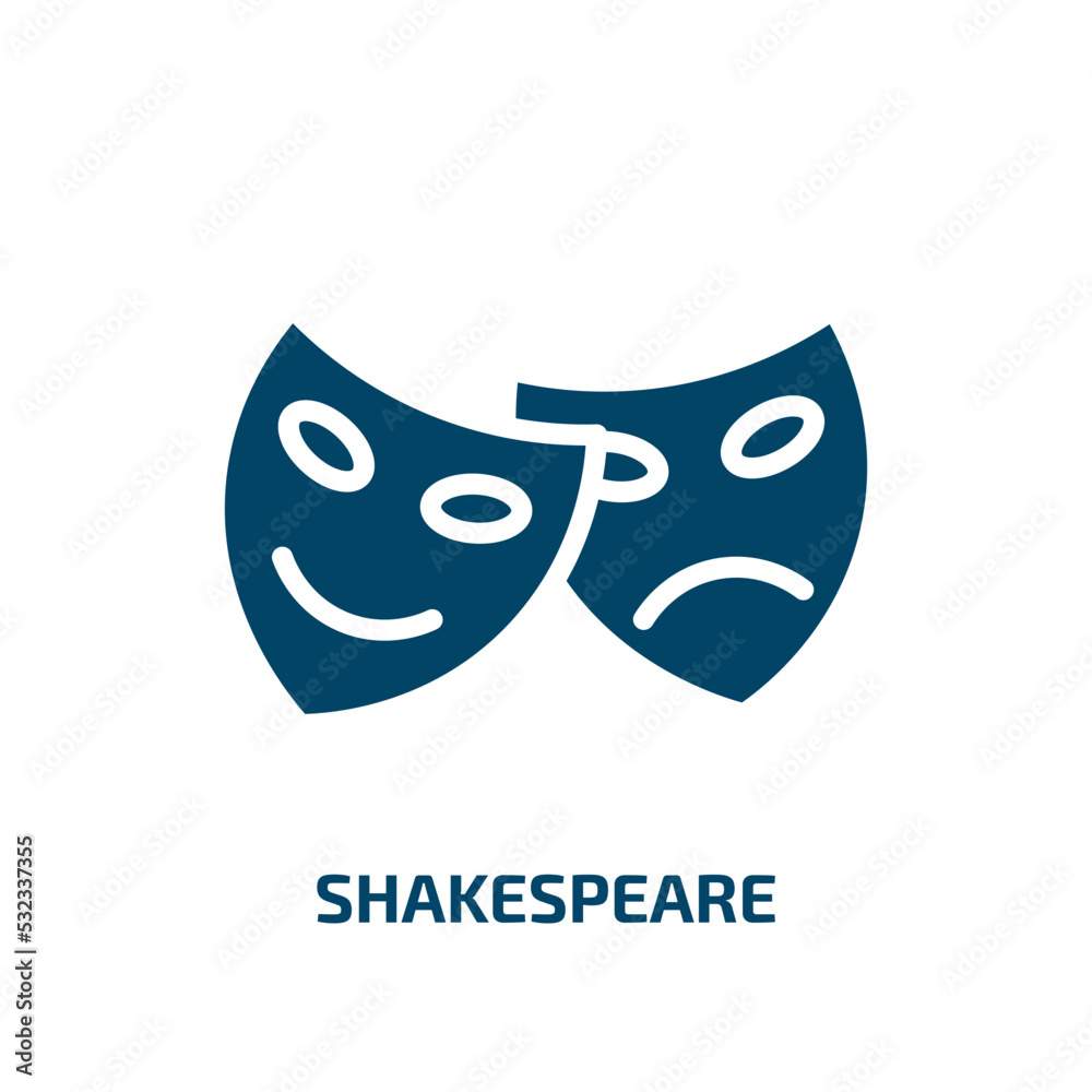 shakespeare icon from education collection. Filled shakespeare, famous, william glyph icons isolated on white background. Black vector shakespeare sign, symbol for web design and mobile apps shakespeare icon from education collection. Filled shakespeare, famous, william glyph icons isolated on white background. Black vector shakespeare sign, symbol for web design and mobile apps