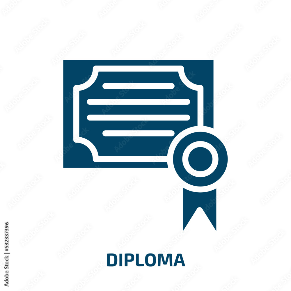 diploma icon from education collection. Filled diploma, achievement, award glyph icons isolated on white background. Black vector diploma sign, symbol for web design and mobile apps diploma icon from education collection. Filled diploma, achievement, award glyph icons isolated on white background. Black vector diploma sign, symbol for web design and mobile apps