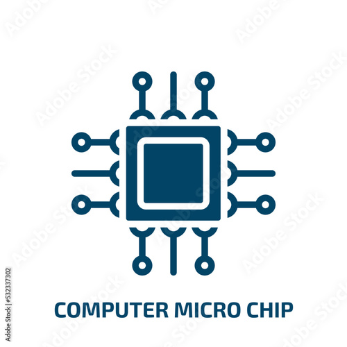 computer micro chip icon from computer collection. Filled computer micro chip, technology, processor glyph icons isolated on white background. Black vector computer micro chip sign, symbol for web