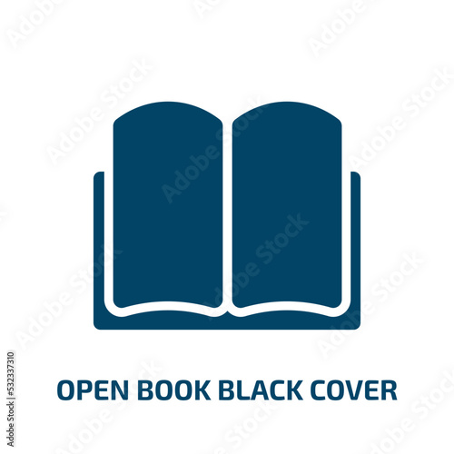 open book black cover icon from education collection. Filled open book black cover, education, cover glyph icons isolated on white background. Black vector open book black cover sign, symbol for web