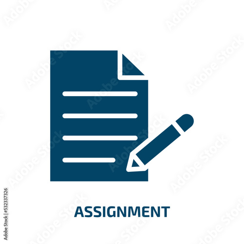 assignment icon from education collection. Filled assignment, business, checklist glyph icons isolated on white background. Black vector assignment sign, symbol for web design and mobile apps