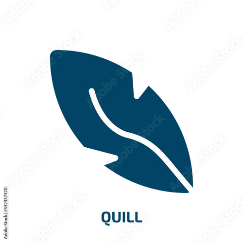 quill icon from education collection. Filled quill, pen, feather glyph icons isolated on white background. Black vector quill sign, symbol for web design and mobile apps