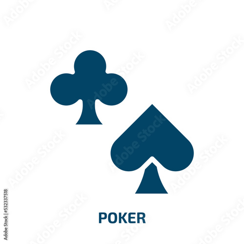 poker icon from arcade collection. Filled poker, play, casino glyph icons isolated on white background. Black vector poker sign, symbol for web design and mobile apps