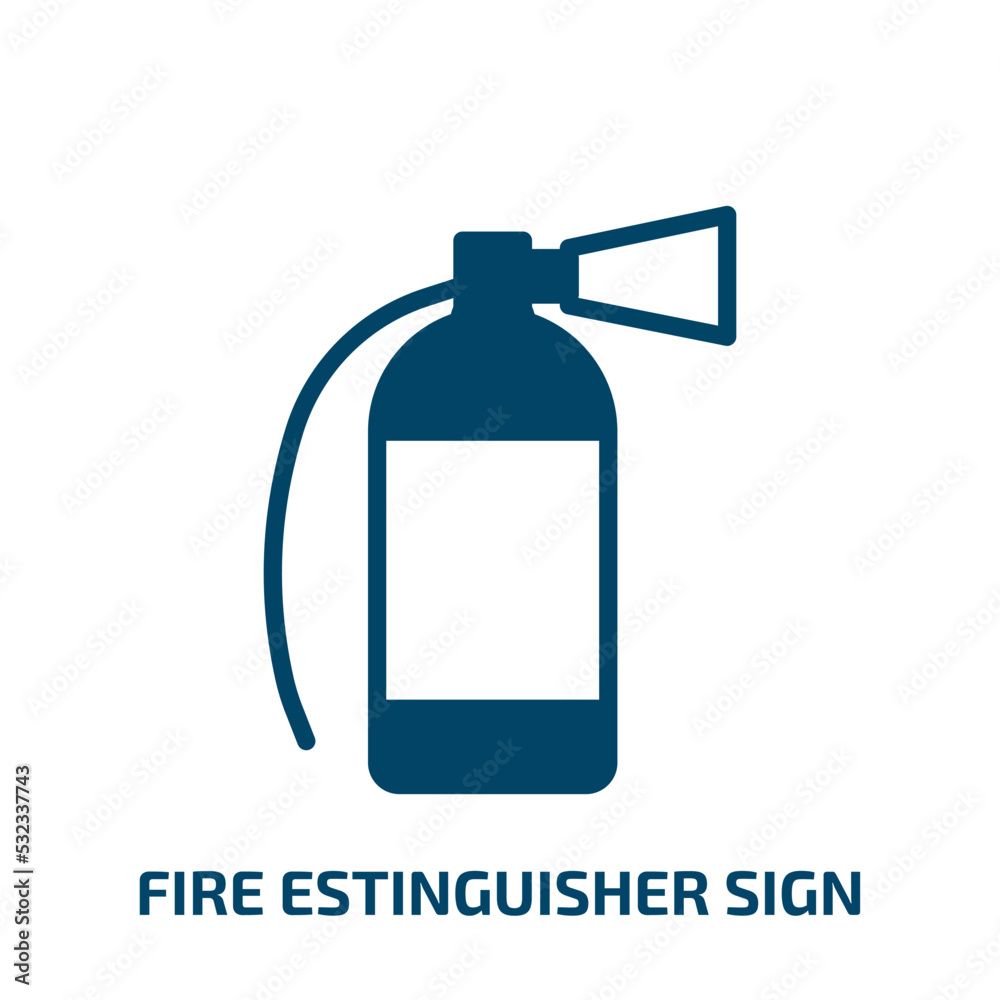 fire estinguisher sign icon from general collection. Filled fire estinguisher sign, save, gas glyph icons isolated on white background. Black vector fire estinguisher sign sign, symbol for web design fire estinguisher sign icon from general collection. Filled fire estinguisher sign, save, gas glyph icons isolated on white background. Black vector fire estinguisher sign sign, symbol for web design