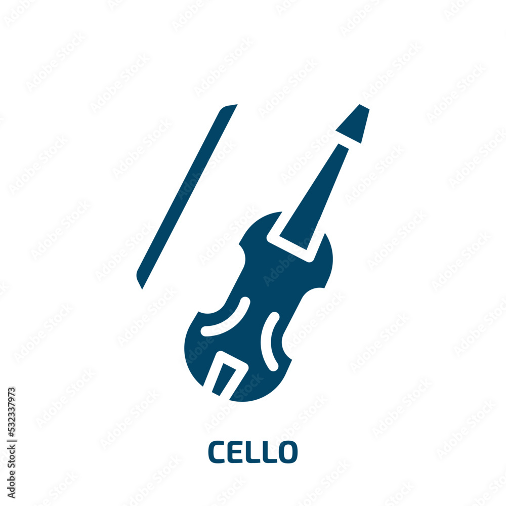 cello icon from music and media collection. Filled cello, music, orchestra glyph icons isolated on white background. Black vector cello sign, symbol for web design and mobile apps