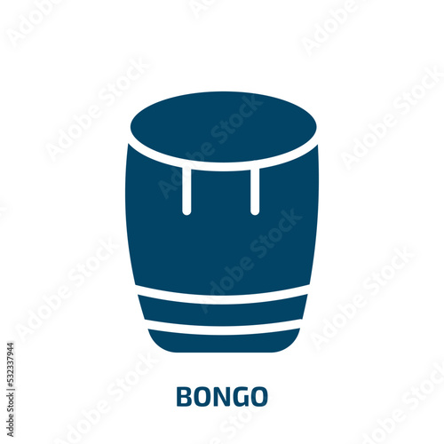 bongo icon from music collection. Filled bongo, entertainment, sound glyph icons isolated on white background. Black vector bongo sign, symbol for web design and mobile apps