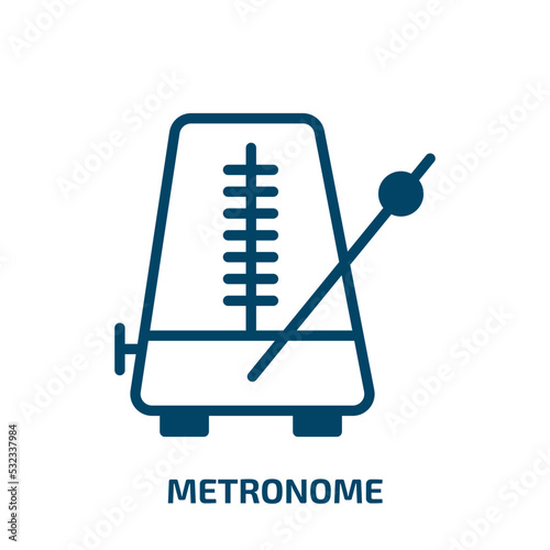 metronome icon from music and media collection. Filled metronome, equipment, instrument glyph icons isolated on white background. Black vector metronome sign, symbol for web design and mobile apps