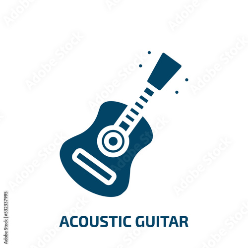 acoustic guitar icon from music and media collection. Filled acoustic guitar, sound, music glyph icons isolated on white background. Black vector acoustic guitar sign, symbol for web design and mobile