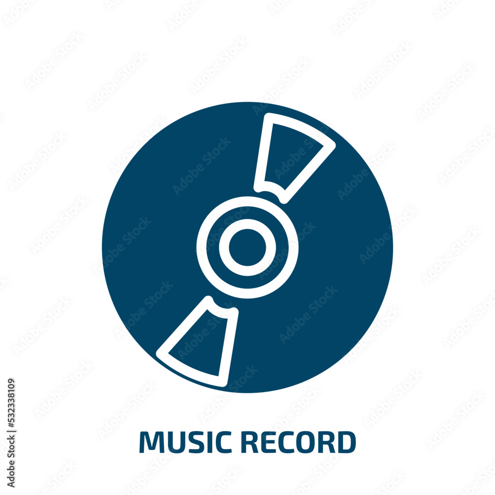 music record icon from music and media collection. Filled music record, music, record glyph icons isolated on white background. Black vector music record sign, symbol for web design and mobile apps music record icon from music and media collection. Filled music record, music, record glyph icons isolated on white background. Black vector music record sign, symbol for web design and mobile apps