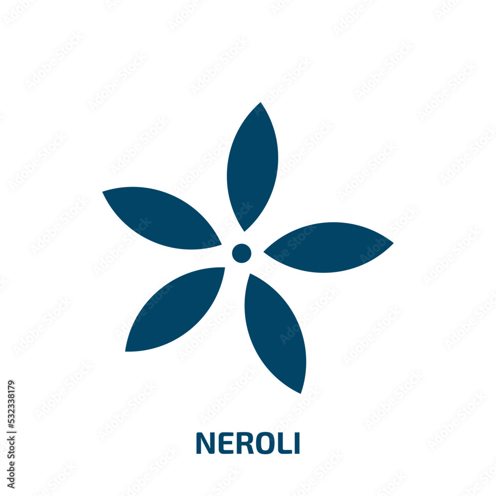 neroli icon from nature collection. Filled neroli, plant, lemongrass glyph icons isolated on white background. Black vector neroli sign, symbol for web design and mobile apps