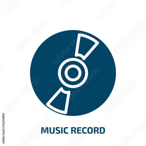 music record icon from music and media collection. Filled music record  music  record glyph icons isolated on white background. Black vector music record sign  symbol for web design and mobile apps