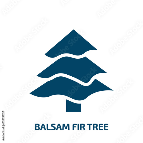 balsam fir tree icon from nature collection. Filled balsam fir tree, fir, natural glyph icons isolated on white background. Black vector balsam fir tree sign, symbol for web design and mobile apps