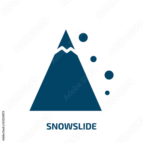 snowslide icon from nature collection. Filled snowslide, clip art, disaster glyph icons isolated on white background. Black vector snowslide sign, symbol for web design and mobile apps