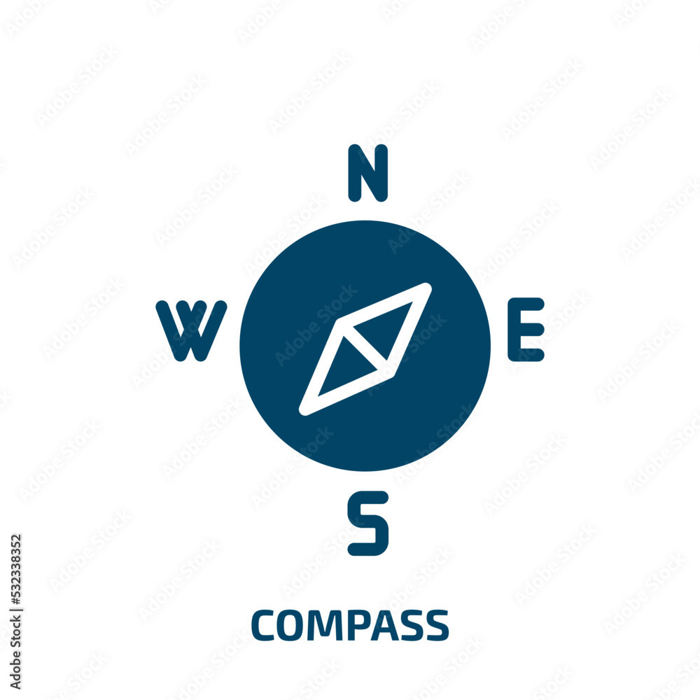 compass symbol icon from nautical collection. Filled compass symbol