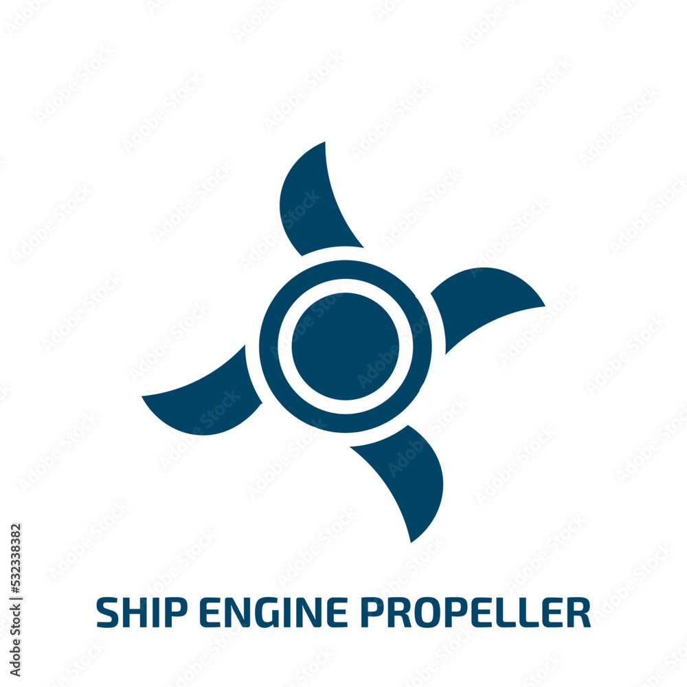 ship engine propeller icon from nautical collection. Filled ship engine