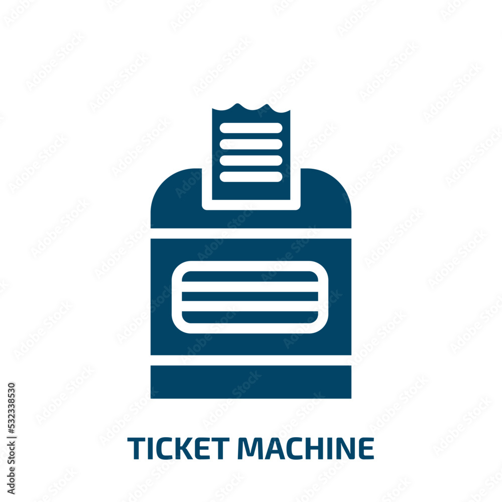 ticket machine icon from people collection. Filled ticket machine, machine, ticket glyph icons isolated on white background. Black vector ticket machine sign, symbol for web design and mobile apps ticket machine icon from people collection. Filled ticket machine, machine, ticket glyph icons isolated on white background. Black vector ticket machine sign, symbol for web design and mobile apps