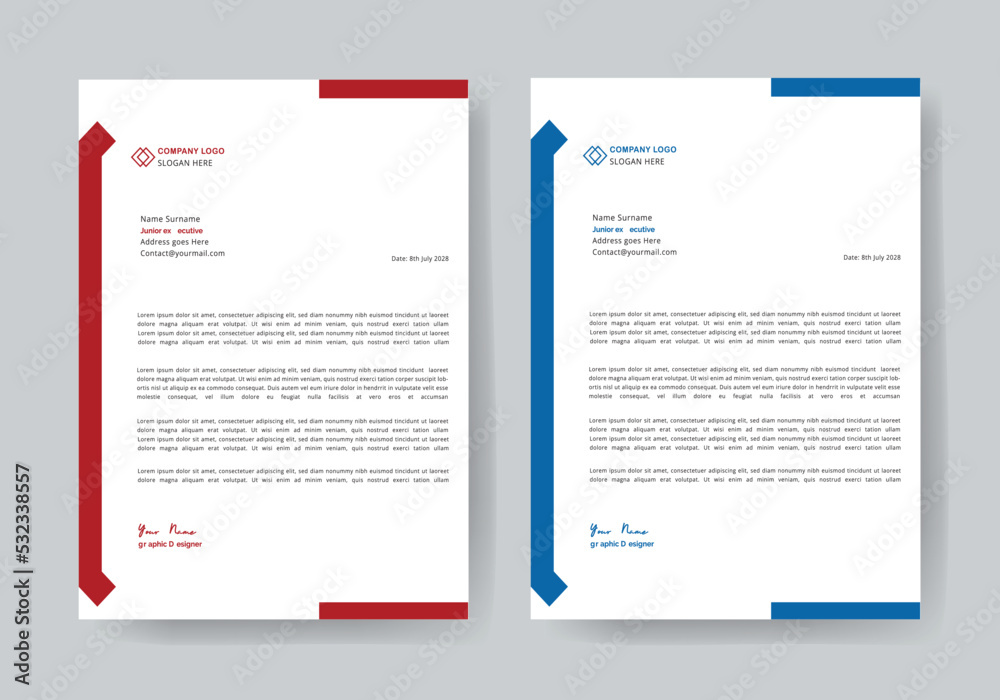 Modern business letterhead template, corporate letterhead template design