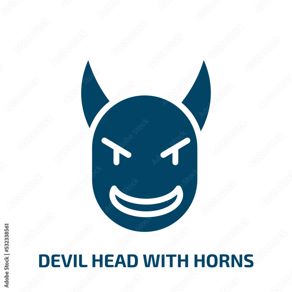 devil head with horns icon from people collection. Filled devil head with horns, head, horn glyph icons isolated on white background. Black vector devil head with horns sign, symbol for web design and devil head with horns icon from people collection. Filled devil head with horns, head, horn glyph icons isolated on white background. Black vector devil head with horns sign, symbol for web design and