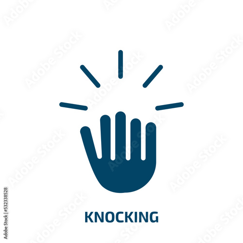 knocking icon from people collection. Filled knocking, knock, competition glyph icons isolated on white background. Black vector knocking sign, symbol for web design and mobile apps