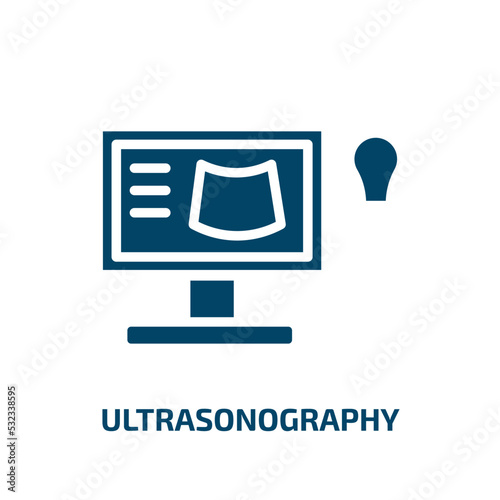ultrasonography icon from people collection. Filled ultrasonography, medical, ultrasonic glyph icons isolated on white background. Black vector ultrasonography sign, symbol for web design and mobile