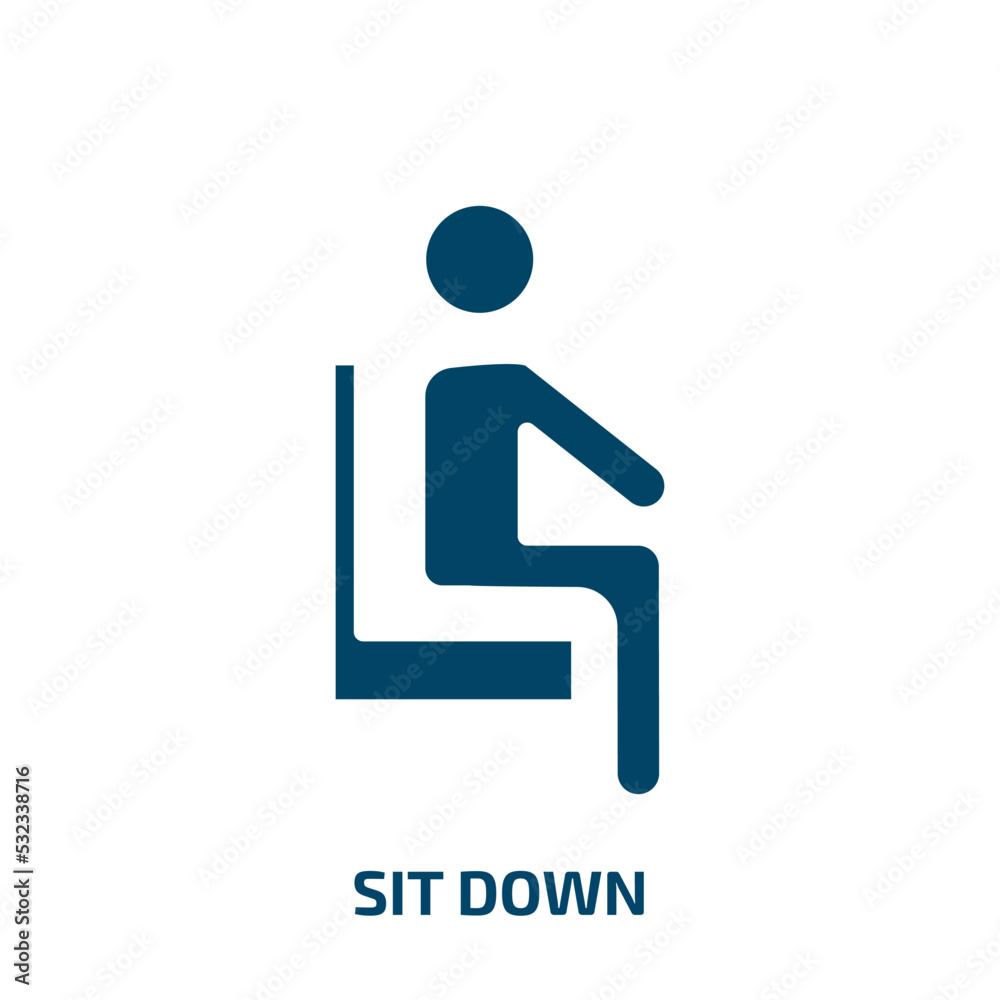 sit down icon from people collection. Filled sit down, people, man glyph icons isolated on white background. Black vector sit down sign, symbol for web design and mobile apps sit down icon from people collection. Filled sit down, people, man glyph icons isolated on white background. Black vector sit down sign, symbol for web design and mobile apps