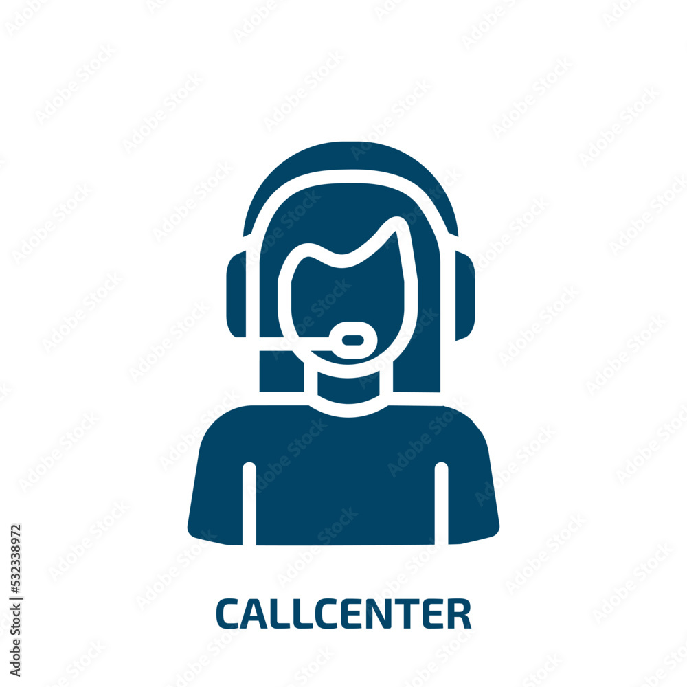 callcenter icon from professions collection. Filled callcenter, operator, phone glyph icons isolated on white background. Black vector callcenter sign, symbol for web design and mobile apps callcenter icon from professions collection. Filled callcenter, operator, phone glyph icons isolated on white background. Black vector callcenter sign, symbol for web design and mobile apps