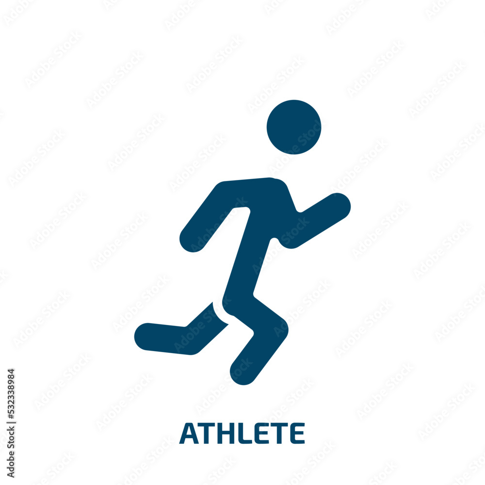 athlete icon from professions collection. Filled athlete, exercise, athletic glyph icons isolated on white background. Black vector athlete sign, symbol for web design and mobile apps