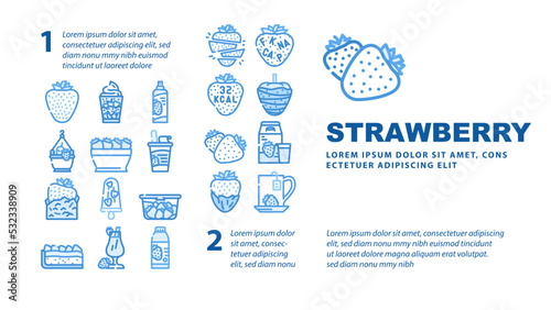 strawberry fruit fresh red berry landing web page header vector. food white, half cut, leaf green, sweet juicy slice, ripe dessert, organic summer strawberry fruit fresh red berry Illustration
