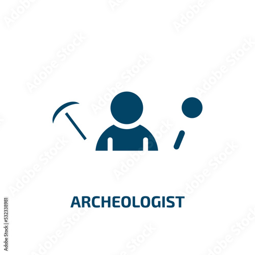 archeologist icon from professions collection. Filled archeologist, ancient, archeology glyph icons isolated on white background. Black vector archeologist sign, symbol for web design and mobile apps