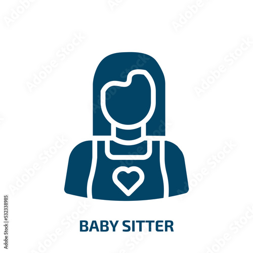 baby sitter icon from professions collection. Filled baby sitter, sitter, children glyph icons isolated on white background. Black vector baby sitter sign, symbol for web design and mobile apps