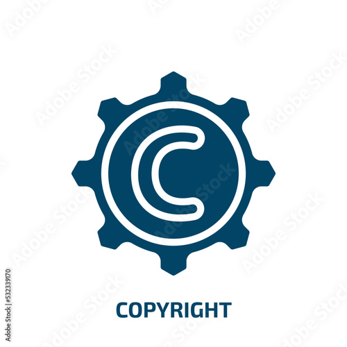 copyright icon from seo collection. Filled copyright, business, media glyph icons isolated on white background. Black vector copyright sign, symbol for web design and mobile apps