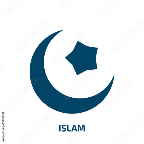 islam icon from religion collection. Filled islam, culture, islamic glyph icons isolated on white background. Black vector islam sign, symbol for web design and mobile apps