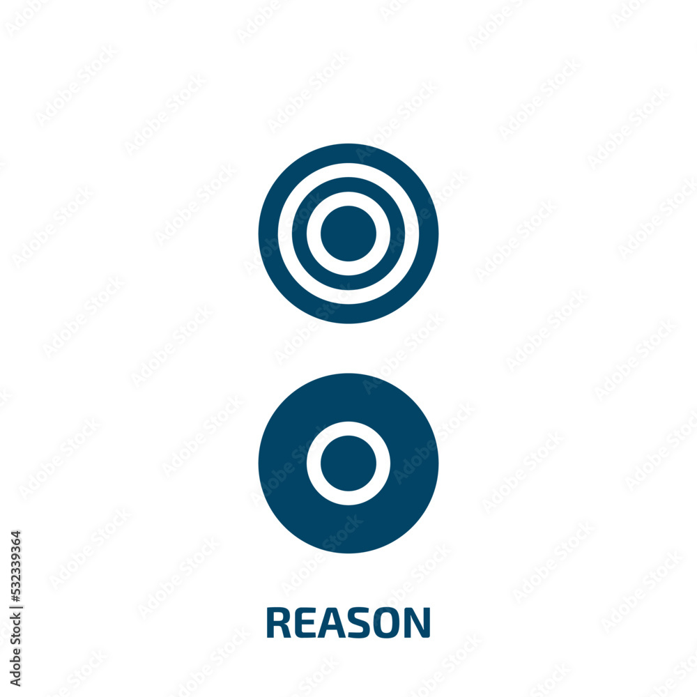 reason symbol icon from signs collection. Filled reason symbol, circle, reason glyph icons isolated on white background. Black vector reason symbol sign, symbol for web design and mobile apps reason symbol icon from signs collection. Filled reason symbol, circle, reason glyph icons isolated on white background. Black vector reason symbol sign, symbol for web design and mobile apps