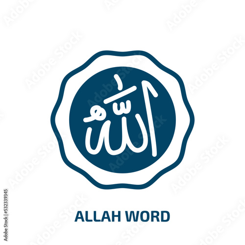 allah word icon from religion collection. Filled allah word, religion, word glyph icons isolated on white background. Black vector allah word sign, symbol for web design and mobile apps