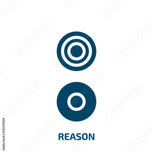 reason symbol icon from signs collection. Filled reason symbol, circle, reason glyph icons isolated on white background. Black vector reason symbol sign, symbol for web design and mobile apps