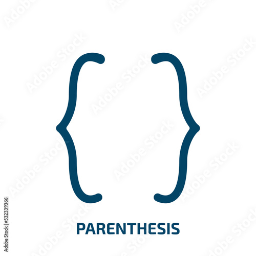 parenthesis icon from signs collection. Filled parenthesis, bracket, frame glyph icons isolated on white background. Black vector parenthesis sign, symbol for web design and mobile apps