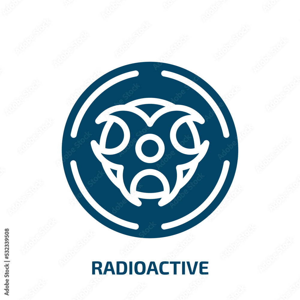 radioactive symbol icon from signs collection. Filled radioactive symbol, radioactive, danger glyph icons isolated on white background. Black vector radioactive symbol sign, symbol for web design and radioactive symbol icon from signs collection. Filled radioactive symbol, radioactive, danger glyph icons isolated on white background. Black vector radioactive symbol sign, symbol for web design and