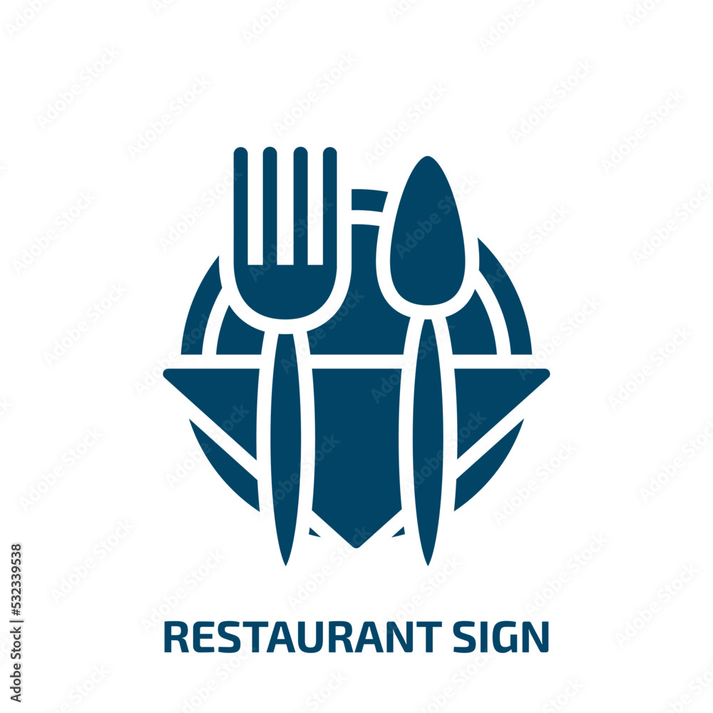 restaurant sign icon from signs collection. Filled restaurant sign, restaurant, food glyph icons isolated on white background. Black vector restaurant sign sign, symbol for web design and mobile apps