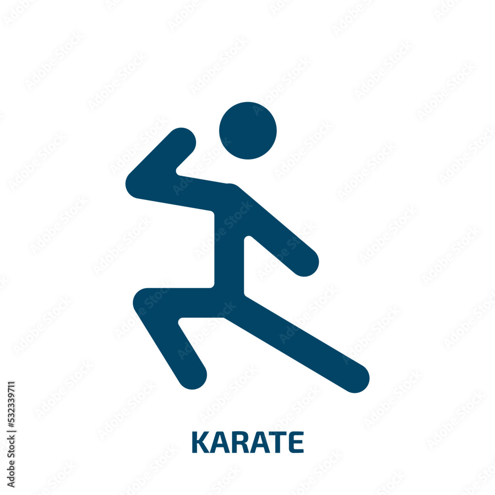 karate icon from sport collection. Filled karate, combat, fight glyph icons isolated on white background. Black vector karate sign, symbol for web design and mobile apps