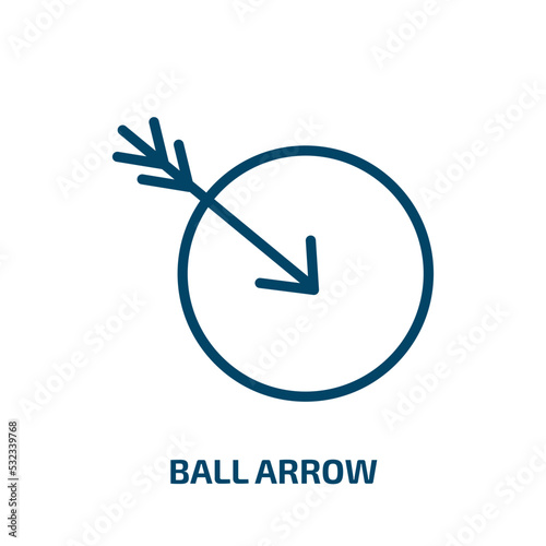 ball arrow icon from sports collection. Filled ball arrow, arrow, ball glyph icons isolated on white background. Black vector ball arrow sign, symbol for web design and mobile apps