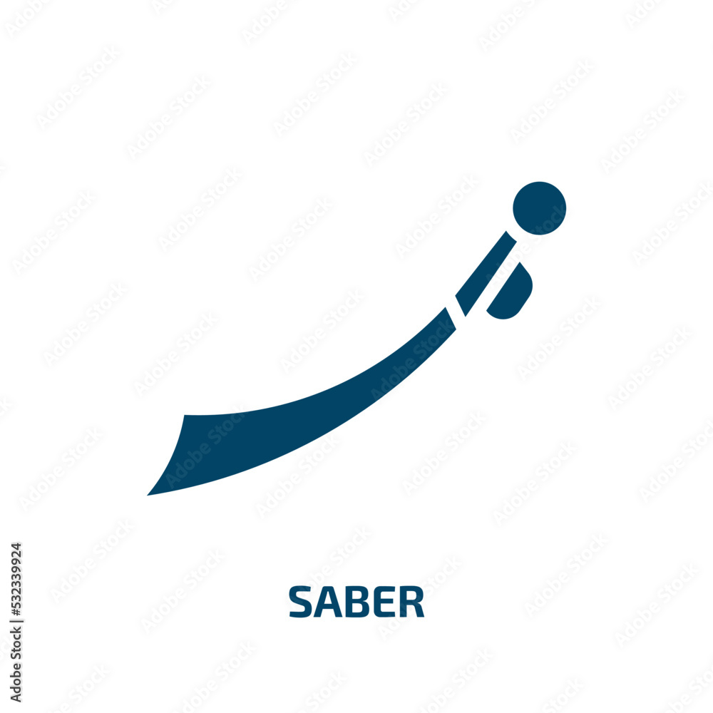saber icon from sports collection. Filled saber, old, blade glyph icons isolated on white background. Black vector saber sign, symbol for web design and mobile apps saber icon from sports collection. Filled saber, old, blade glyph icons isolated on white background. Black vector saber sign, symbol for web design and mobile apps