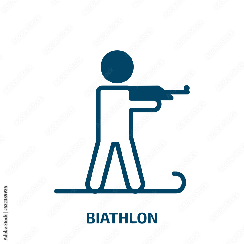 biathlon icon from sports collection. Filled biathlon, winter, ski glyph icons isolated on white background. Black vector biathlon sign, symbol for web design and mobile apps biathlon icon from sports collection. Filled biathlon, winter, ski glyph icons isolated on white background. Black vector biathlon sign, symbol for web design and mobile apps