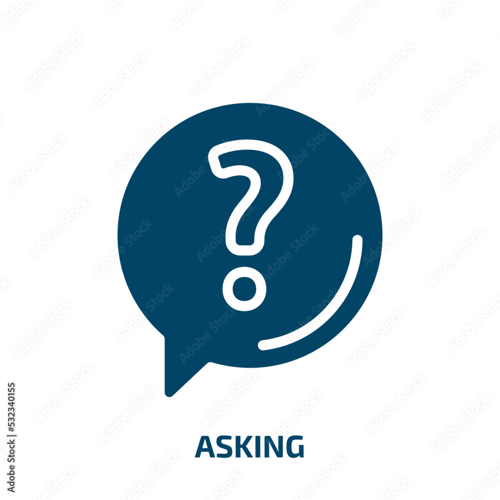 asking icon from technology collection. Filled asking, ask, communication glyph icons isolated on white background. Black vector asking sign, symbol for web design and mobile apps asking icon from technology collection. Filled asking, ask, communication glyph icons isolated on white background. Black vector asking sign, symbol for web design and mobile apps